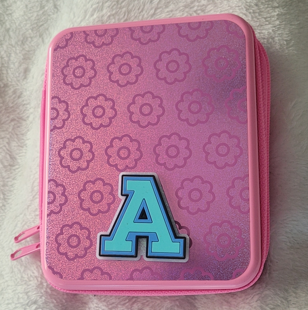 Pink Floral girls Accessory Case with eyeshadow and lipglosses